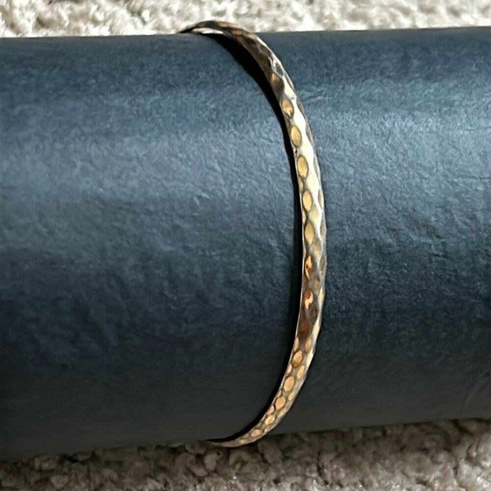 Women’s vintage unique textured‎ two tone dainty bangle bracelet one size